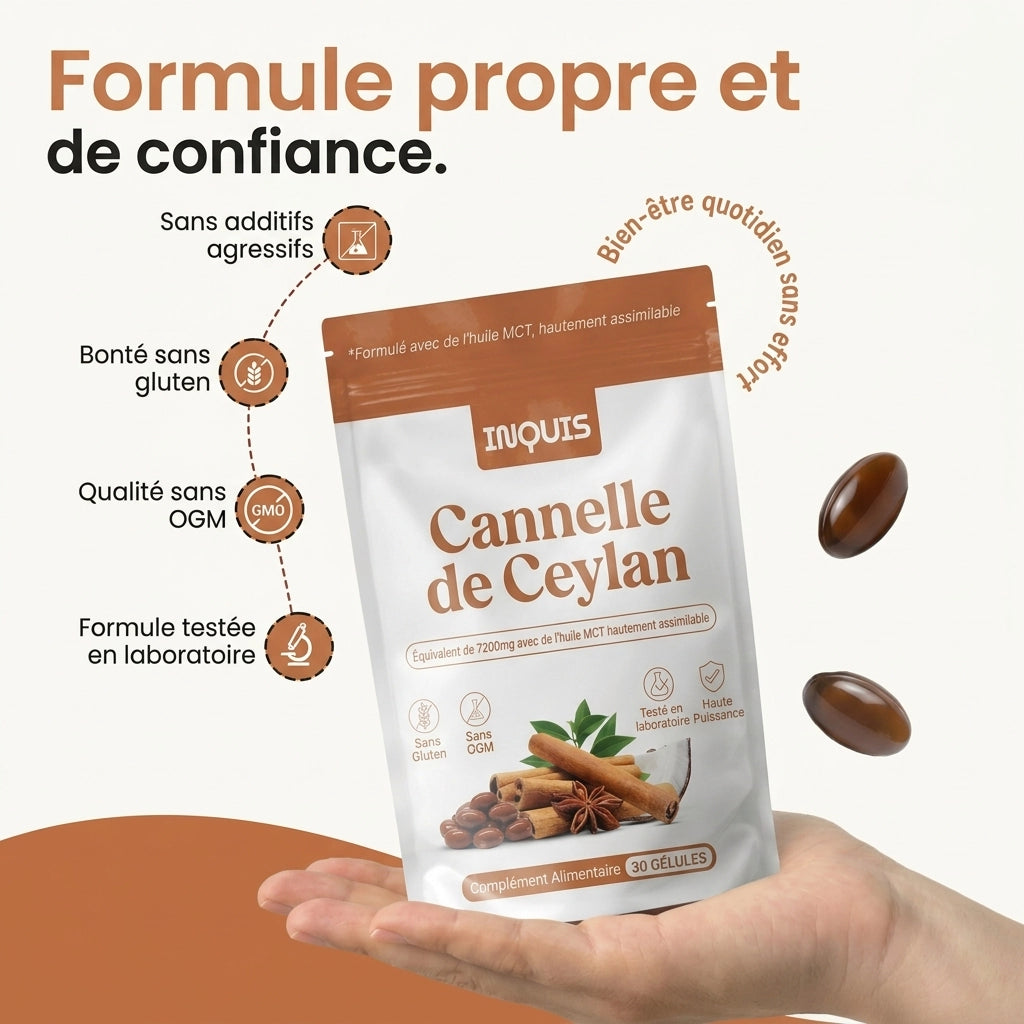 Cannelle de Ceylan équivalent 7 200 mg avec huile MCT